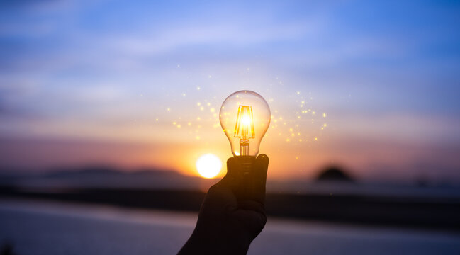 Renewable energy concept for sustainable, resource and environment icons. Electric power from nature. Creative ideas of energy.