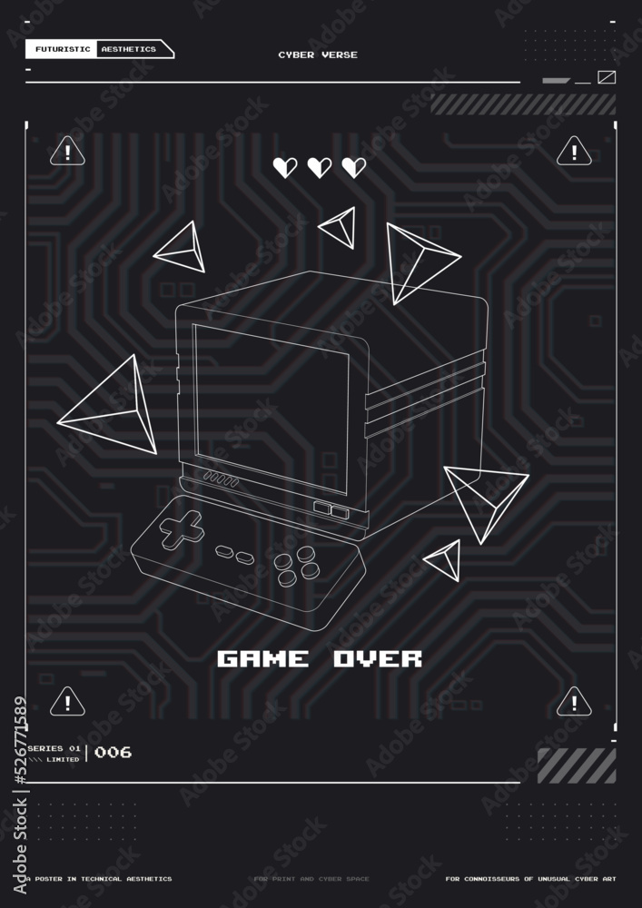 Poster tech abstract poster template with hud elements. cyber culture, modern flyer for web and print. hack