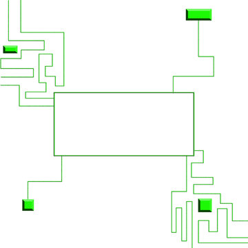 Abstract Green Circuit with Rectangle Area