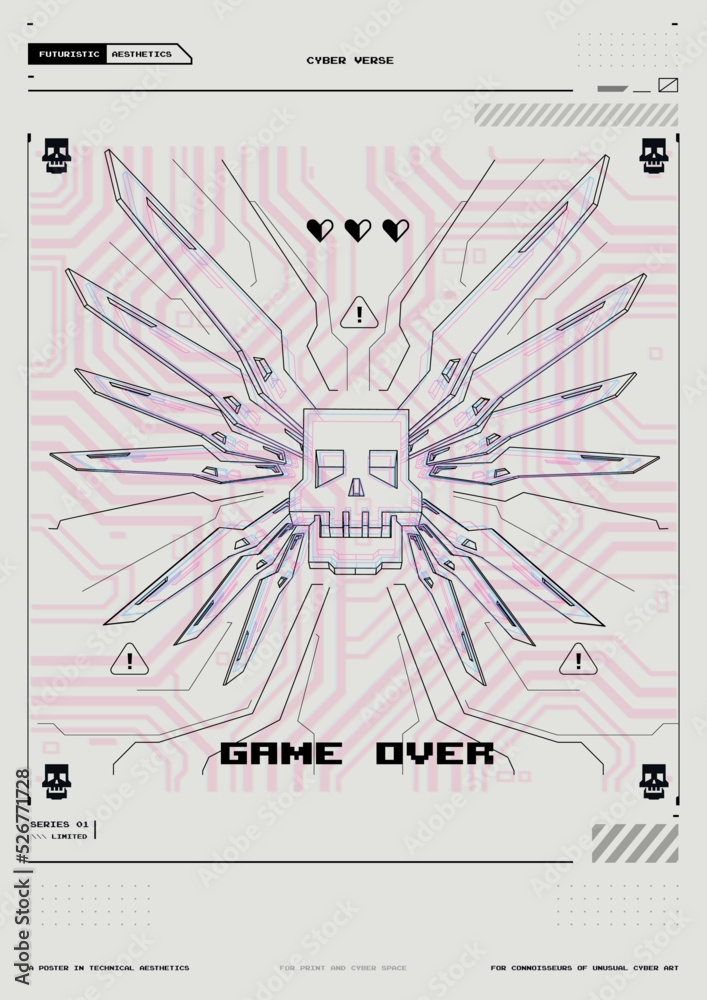 Poster tech abstract poster template with hud elements. cyber culture, modern flyer for web and print. hack