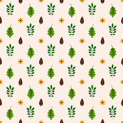 Autumn seamless pattern. Green leaves. Great for paper, design of sketchbook, textile, gift wrap. 
