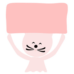 cute cat print in pastel colors hand drawn vector illustration