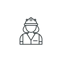 Vector sign of Construction worker symbol is isolated on a white background. Construction worker icon color editable.