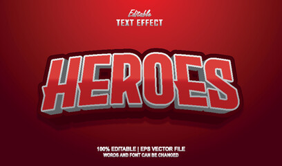 Heroes Red editable text effect style esport 3d © Navy Graphic