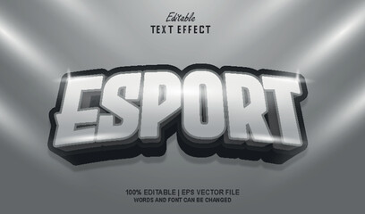 Esport editable text effect style 3d esport silver color