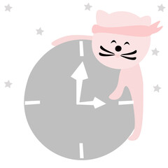 cute cat print in pastel colors hand drawn vector illustration