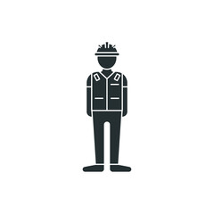Vector sign of Construction worker symbol is isolated on a white background. Construction worker icon color editable.