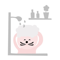 cute cat print in pastel colors hand drawn vector illustration