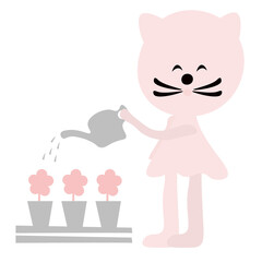 cute cat print in pastel colors hand drawn vector illustration