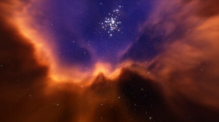 Cosmos is a nebula of gas, stars planets and galaxies. Expansion of the universe 3d render