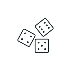 Vector sign of dice symbol is isolated on a white background. dice icon color editable.