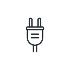 Vector sign of plug symbol is isolated on a white background. plug icon color editable.