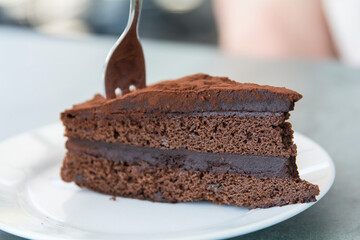 a piece of chocolate cake