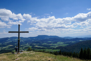 Austria, Fladnitz an der Teichalm. Beautiful mountains and fields, summer in Austria. Tourism and hiking in Styria.