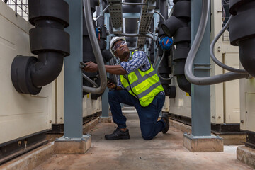 Industrial engineer work on site. engineer visit and inspection site engineer at industrial site. Inspector engineer check and working on site	