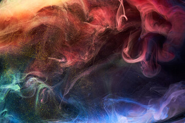 Liquid fluid art abstract background. Mix of dancing acrylic paints underwater © amixstudio