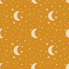 halloween seamless pttern with stars and moon