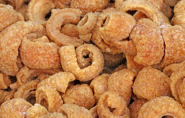 Pork rinds (in Spanish: Chicharrones) made of pork skin