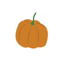orange pumpkin illustration isolated on white background.  autumn and halloween concept.  mockup design for signboard, logo, printing on clothes, paper.