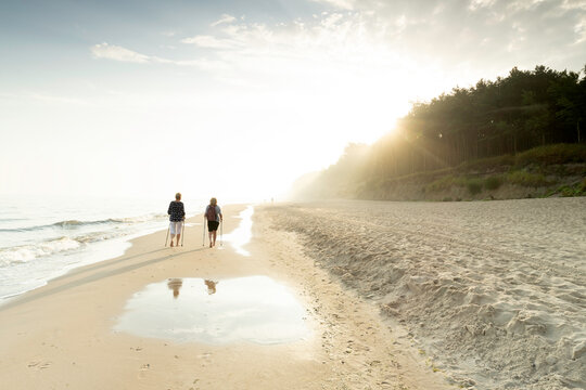 Trakking on the Baltic Sea in the morning