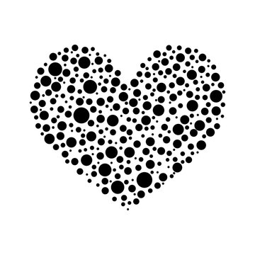 Monochrome illustration of abstract heart in sketch style. Hand drawings in art ink style. Black and white graphics.
