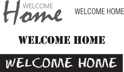 La palabra Bienvenido a casa en diferentes tipografías. Icono vector