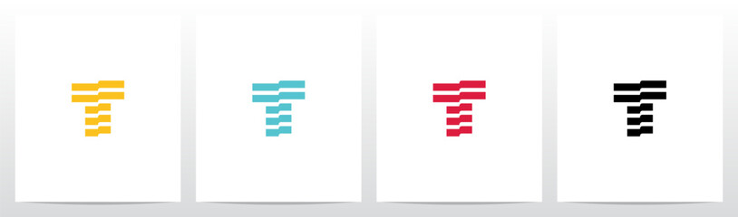 Folded Stripes Letter Logo Design T