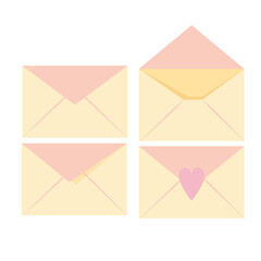 Set of pink and yellow envelopes