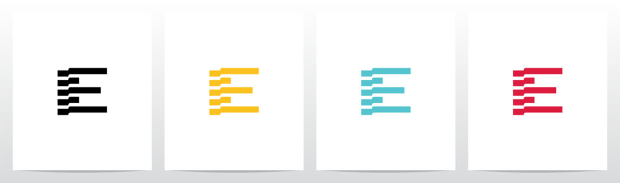 Folded Stripes Letter Logo Design E