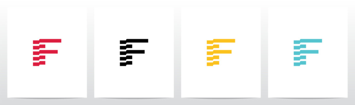 Folded Stripes Letter Logo Design F
