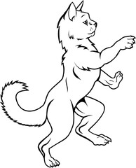 Cat Pet in Heraldic Rampant Coat of Arms Pose