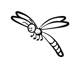 Dragonfly. Element for coloring page. Cartoon style.