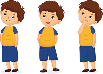 Boy in three different poses