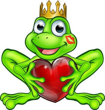 Cartoon Frog Prince with Love Heart