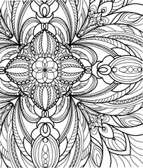 Black and white abstract vector pattern. Drawn by hand. For coloring books.