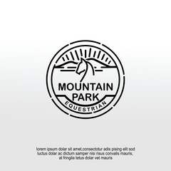 Equestrian mountain park logo design idea