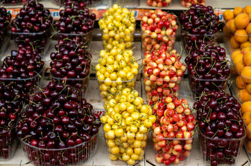 red and white cherries on the counter