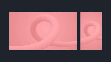 Abstract 3d tube line pink background set