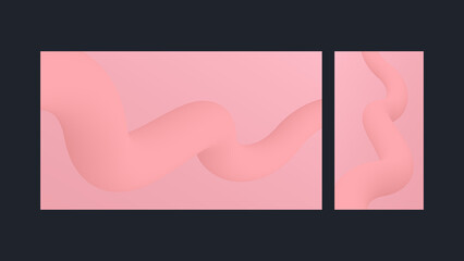 Abstract 3d tube line pink background set