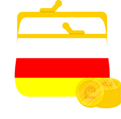 South Ossetia Flag vector hand drawn,Georgian lari vector hand drawn