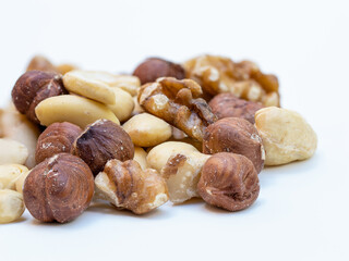 close up of nuts isolated on a white background