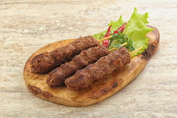 Beef kebab skewer minced meat