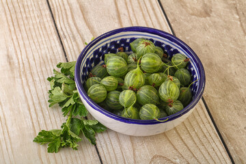 Natural ripe gooseberry heap in the bowl
