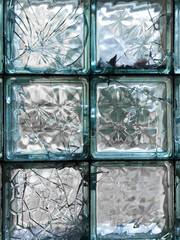 Close-up shot of stained glass window. Glass tile