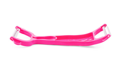 Knife for cleaning vegetables on a light background. Light green kitchen knife. Selective focus. Landscape photo arrangement.