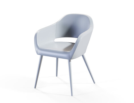Chair with white top and wooden legs 3d render