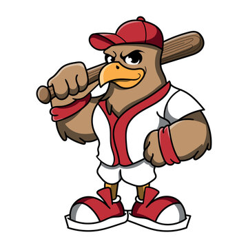 Baseball eagle mascot player. Vector Illustration