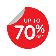 Up to percentage off Sale. Discount offer price sign. Special offer symbol. Discount tag badge Vector Illustration. Perfect design for shop and sale banners