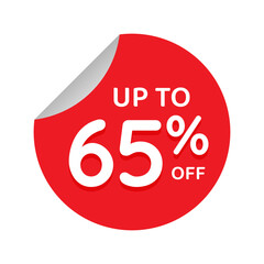 Up to percentage off Sale. Discount offer price sign. Special offer symbol. Discount tag badge Vector Illustration. Perfect design for shop and sale banners