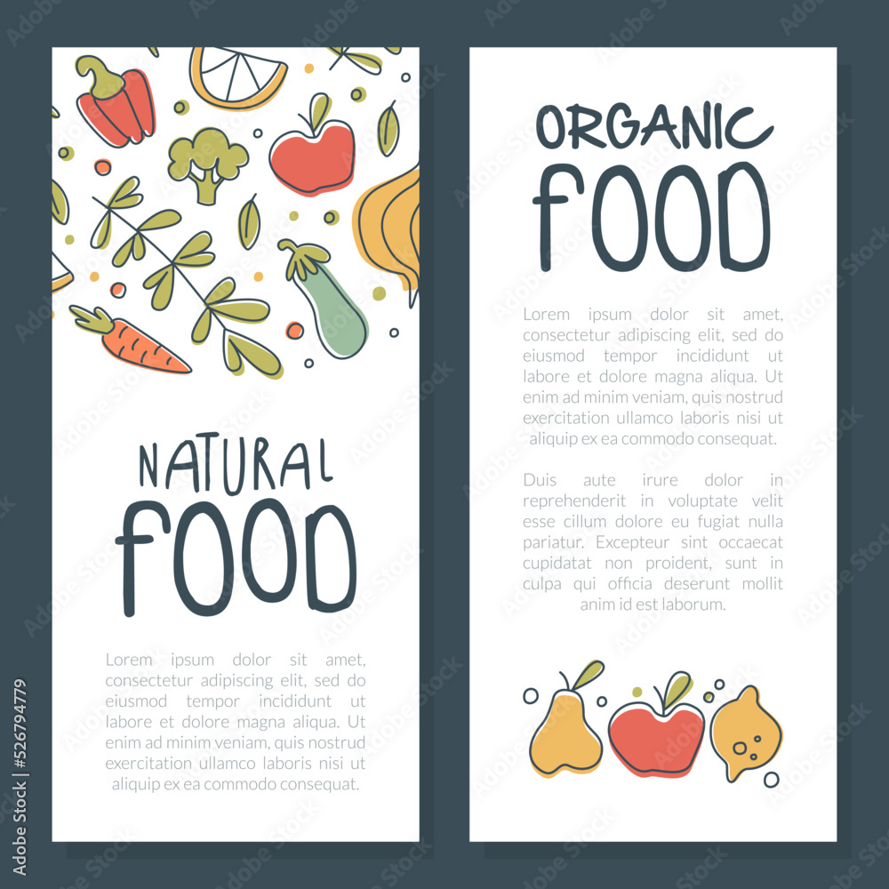 Canvas Prints Organic Food Banner with Ripe Fruit and Vegetable Vector Template